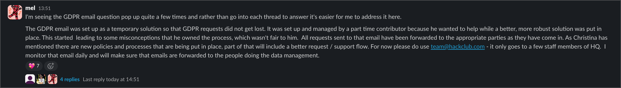 Melanie's post about GDPR email